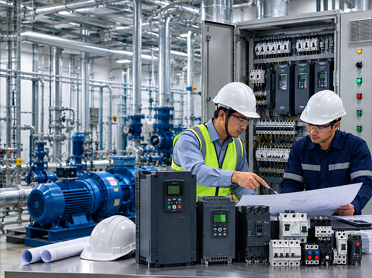 Pump and drive installation in a Singapore plant room