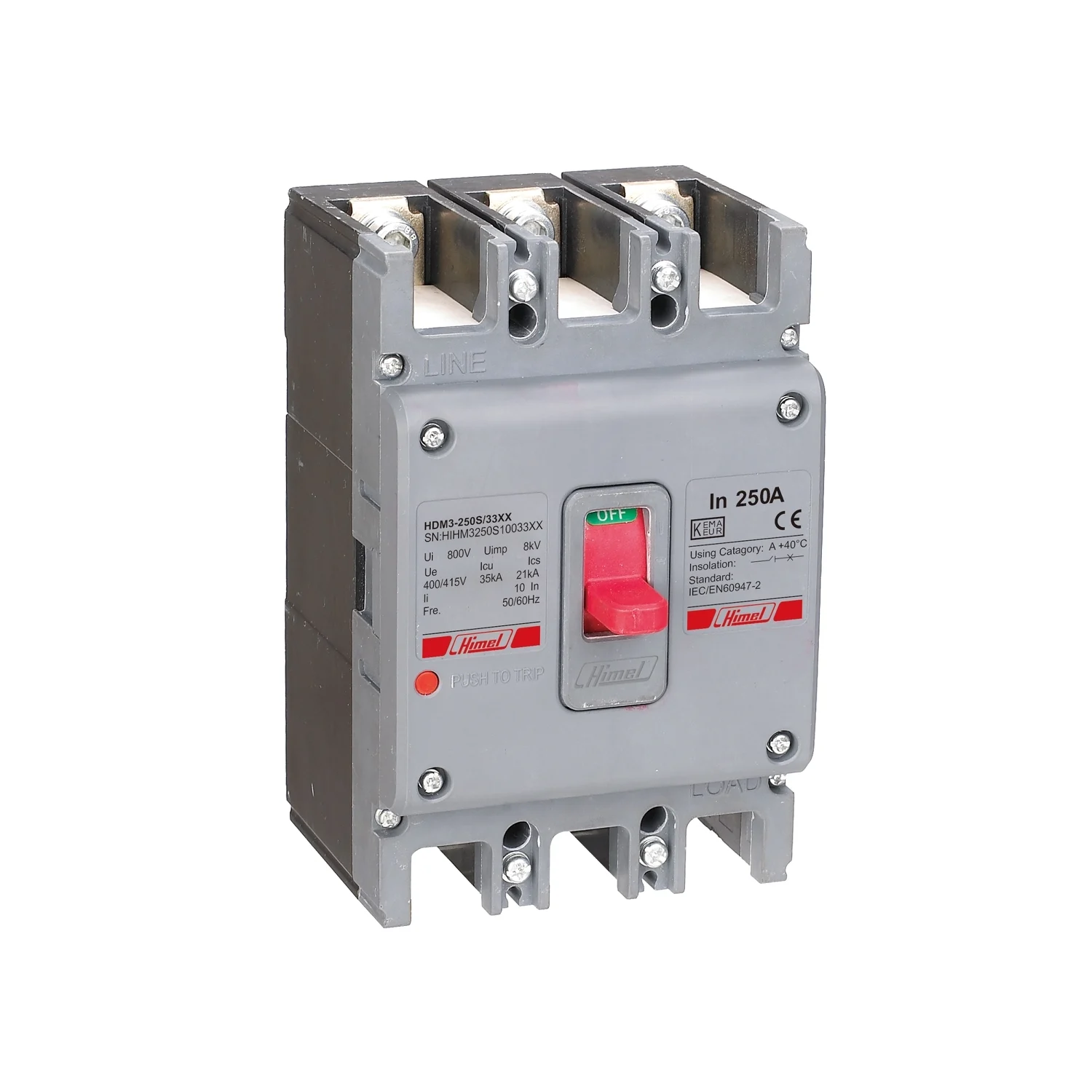 Himel HDM3-250 moulded case circuit breaker (MCCB) used for feeders and sub-mains in Singapore panel boards